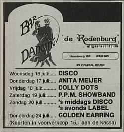 Golden Earring July 24, 1986 Beesd - Feesttent Beesd - Feesttent concert announcement